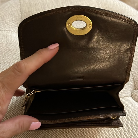 Authentic Coach Signature Wallet Khaki Brown Turnlock Zip Coin Key Chain - Picture 3 of 6